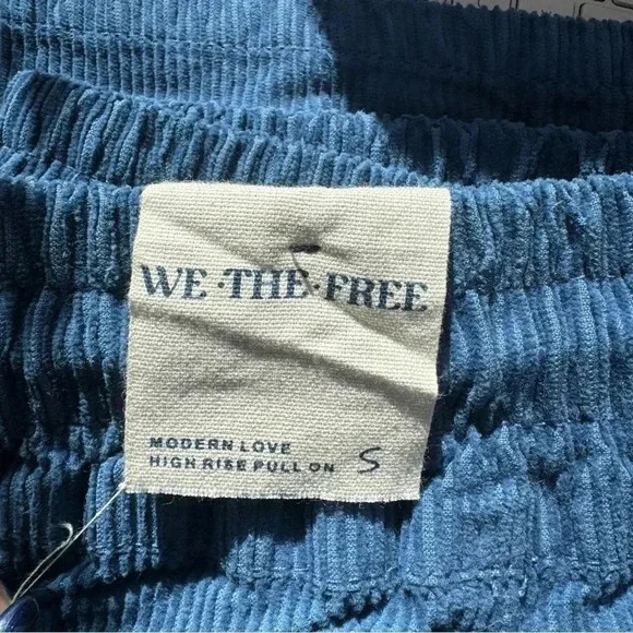 NWT Free People Wide-Leg Pull-On Cord Pants Blue Small